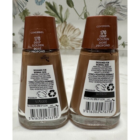 TWO COVERGIRL Clean Liquid‎ Foundation, Shade 170 Deep Golden, 1 fl oz, NEW!! - Picture 4 of 4